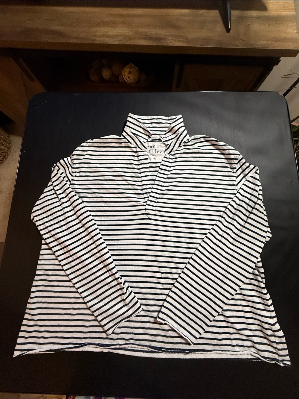Frank & Eileen Patrick Popover Henley Striped Black and White Size XL - Picture 1 of 10